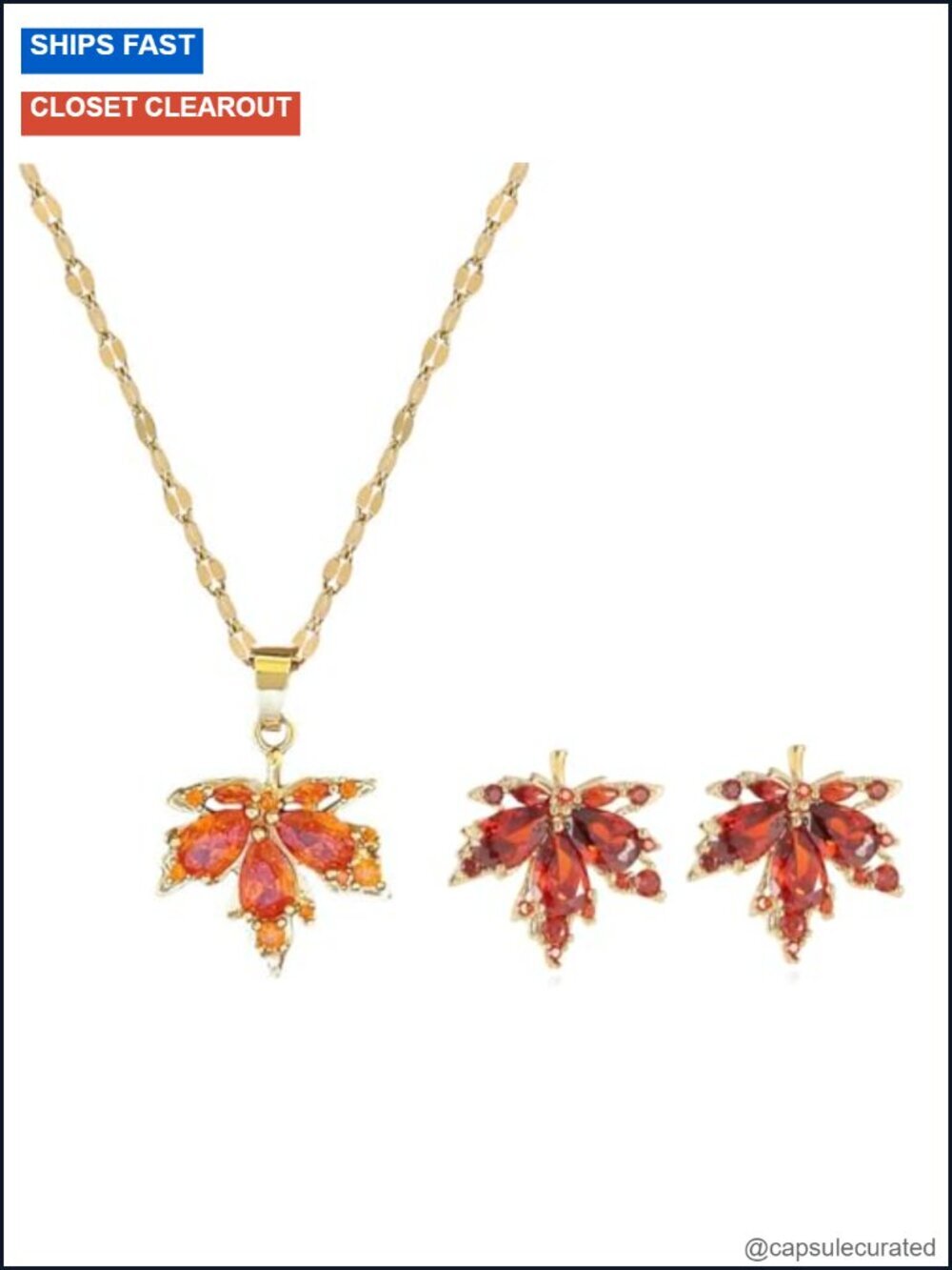 Rhinestone CZ Stud Maple Leaf Hoop Earrings Autumn Jewelry Gift